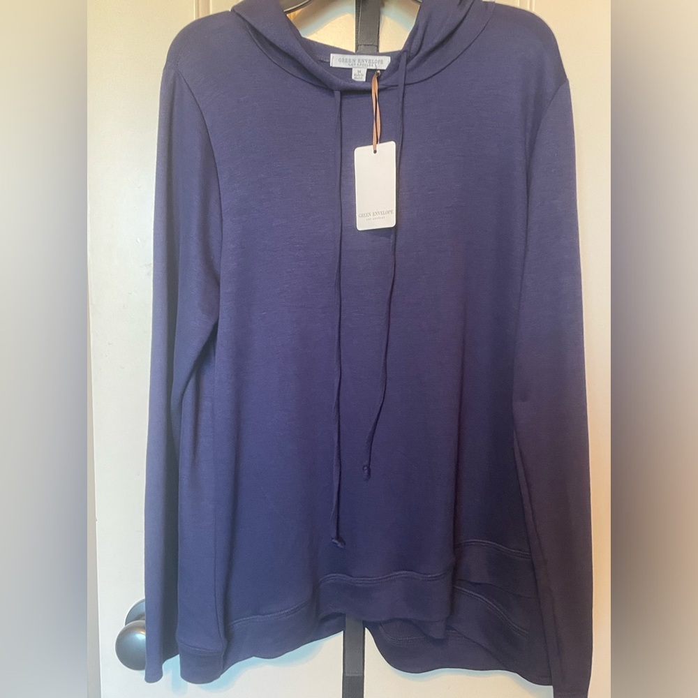 Green Envelope Medium Blue Navy Pullover hooded light weight Fall essential